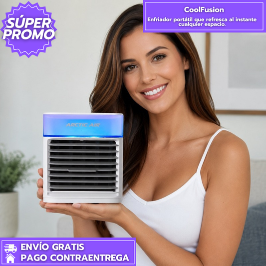 CoolFusion: Enfriador portátil que refresca al instante cualquier espacio.