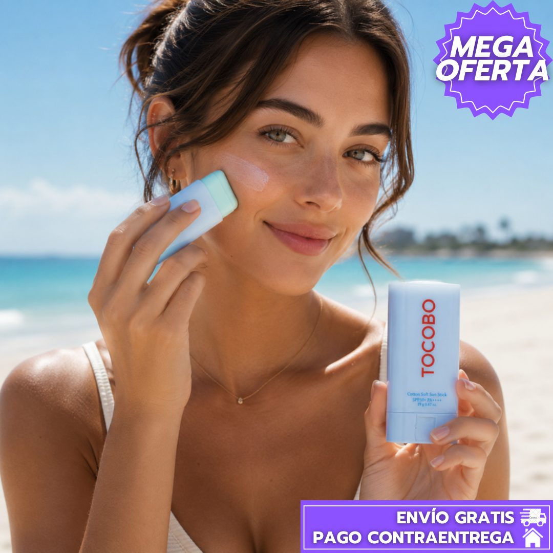 Oferta Especial 2x1 TOCOBO: Protector solar facial en barra con alta protección UV.