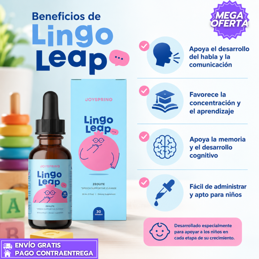 Lingo Leap: Gotas naturales para apoyar el habla, la comunicación y el aprendizaje infantil.