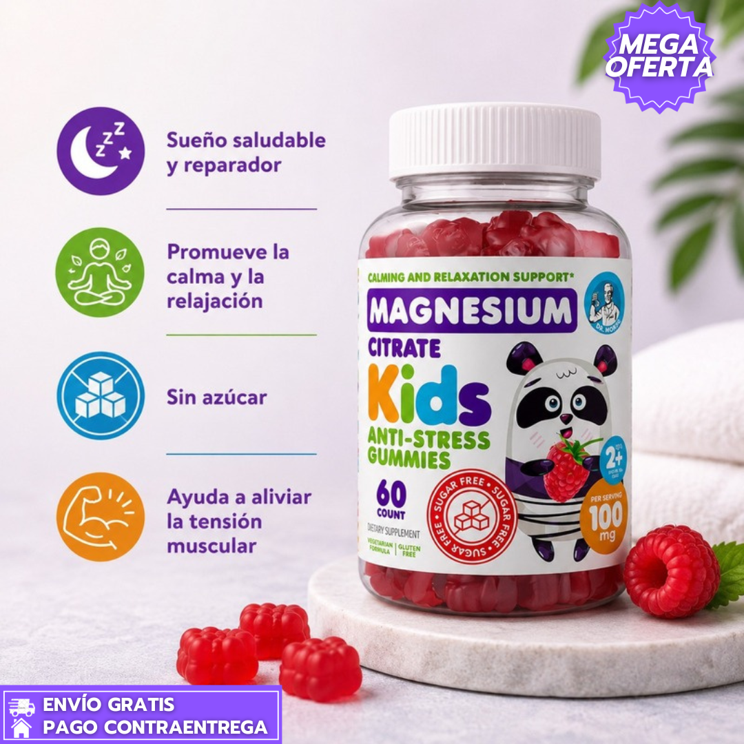 Gomitas de Magnesio: Favorece la relajación y el sueño saludable.