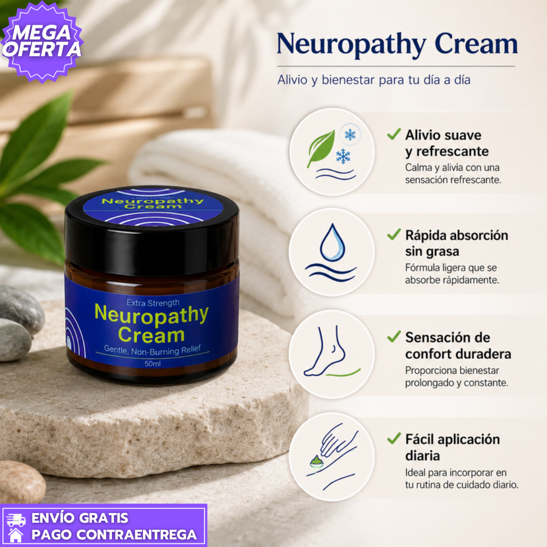 Neuropathy Cream: Crema tópica de rápida absorción que brinda alivio y confort duradero.