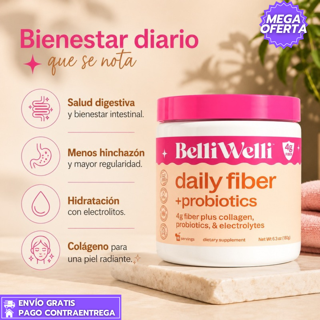BelliWelli: Fibra en polvo que mejora la digestión y reduce la hinchazón.