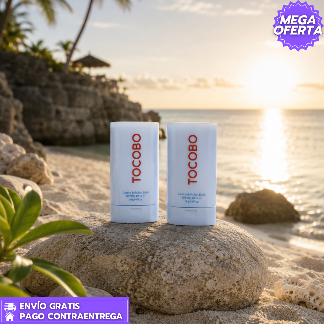 Oferta Especial 2x1 TOCOBO: Protector solar facial en barra con alta protección UV.